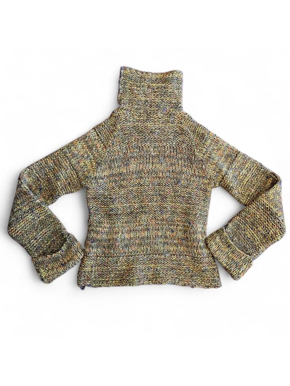 Relais Knitwear Vintage Mohair Marl Turtleneck Sweater Bell Cuff USA Size S